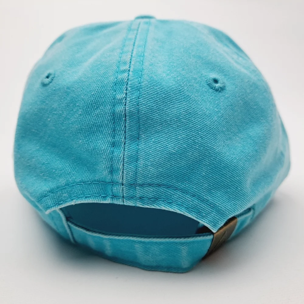 Yin Yang Flower Embroidered Relaxed Cotton Hat Cap Light Blue Washed Adjusta…